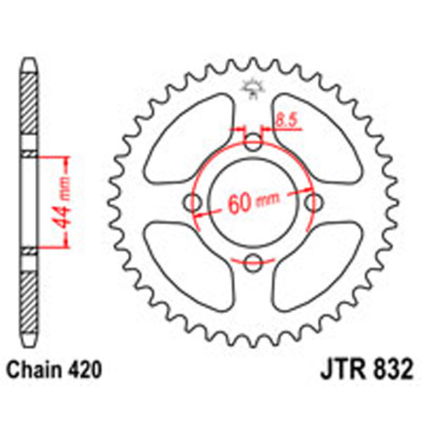 JT JT Rear Sprockets R/W 832-41T YAM